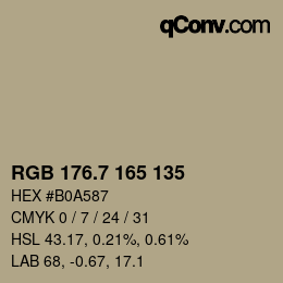 カラーコード: RGB 176.7 165 135 | qconv.com
