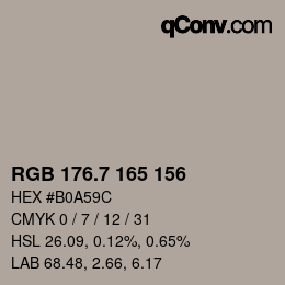 カラーコード: RGB 176.7 165 156 | qconv.com