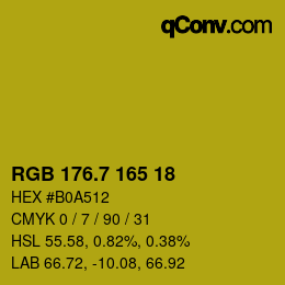 カラーコード: RGB 176.7 165 18 | qconv.com