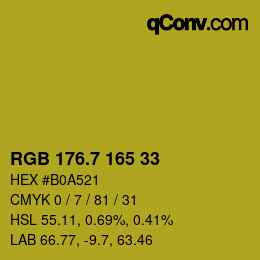 カラーコード: RGB 176.7 165 33 | qconv.com