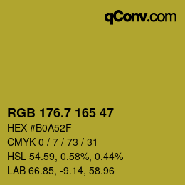 カラーコード: RGB 176.7 165 47 | qconv.com