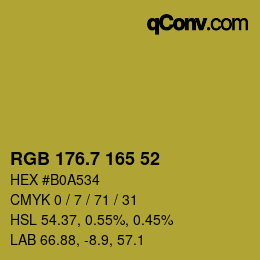 カラーコード: RGB 176.7 165 52 | qconv.com