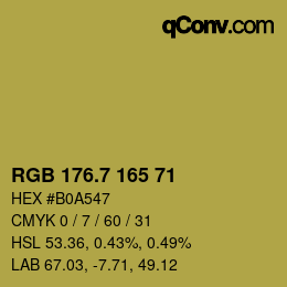 カラーコード: RGB 176.7 165 71 | qconv.com