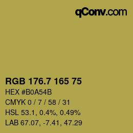 カラーコード: RGB 176.7 165 75 | qconv.com