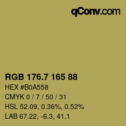 カラーコード: RGB 176.7 165 88 | qconv.com