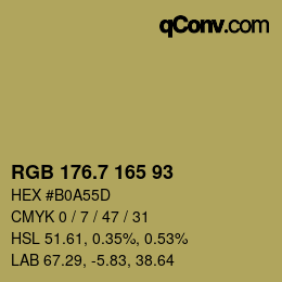 カラーコード: RGB 176.7 165 93 | qconv.com