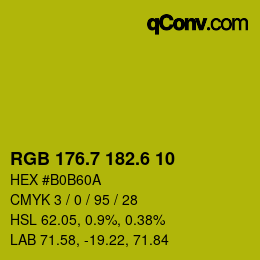 カラーコード: RGB 176.7 182.6 10 | qconv.com