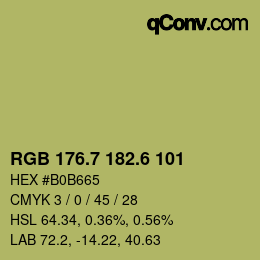 カラーコード: RGB 176.7 182.6 101 | qconv.com