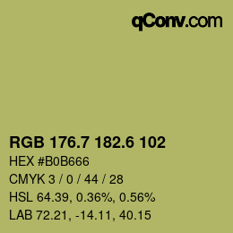 カラーコード: RGB 176.7 182.6 102 | qconv.com