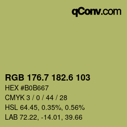 カラーコード: RGB 176.7 182.6 103 | qconv.com