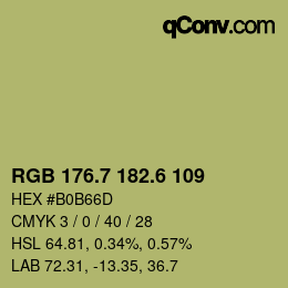 カラーコード: RGB 176.7 182.6 109 | qconv.com