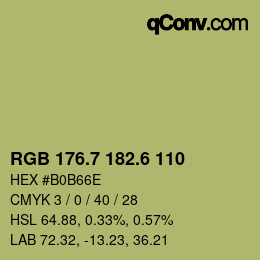カラーコード: RGB 176.7 182.6 110 | qconv.com