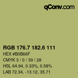 カラーコード: RGB 176.7 182.6 111 | qconv.com