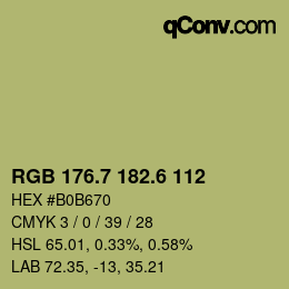 カラーコード: RGB 176.7 182.6 112 | qconv.com