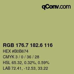 カラーコード: RGB 176.7 182.6 116 | qconv.com