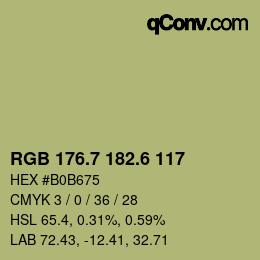 カラーコード: RGB 176.7 182.6 117 | qconv.com