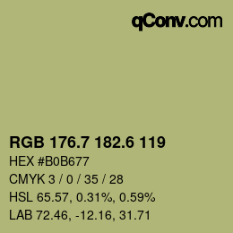 カラーコード: RGB 176.7 182.6 119 | qconv.com