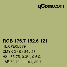 カラーコード: RGB 176.7 182.6 121 | qconv.com