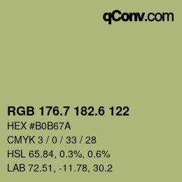 カラーコード: RGB 176.7 182.6 122 | qconv.com