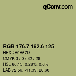 カラーコード: RGB 176.7 182.6 125 | qconv.com