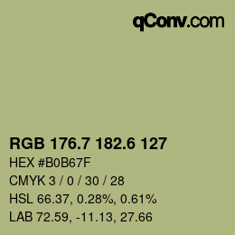 カラーコード: RGB 176.7 182.6 127 | qconv.com