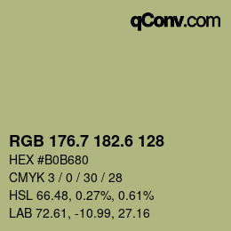 カラーコード: RGB 176.7 182.6 128 | qconv.com