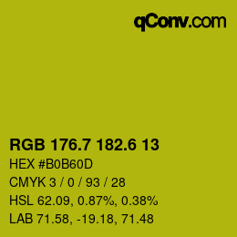 カラーコード: RGB 176.7 182.6 13 | qconv.com