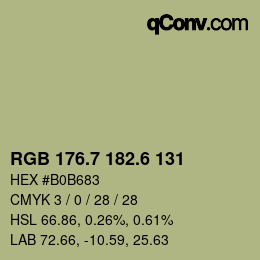 カラーコード: RGB 176.7 182.6 131 | qconv.com