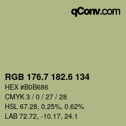 カラーコード: RGB 176.7 182.6 134 | qconv.com