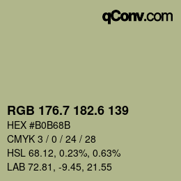 カラーコード: RGB 176.7 182.6 139 | qconv.com