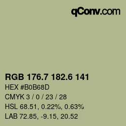 カラーコード: RGB 176.7 182.6 141 | qconv.com