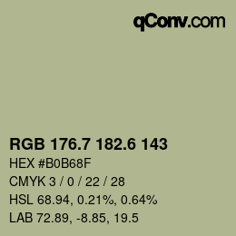 カラーコード: RGB 176.7 182.6 143 | qconv.com