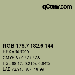 カラーコード: RGB 176.7 182.6 144 | qconv.com