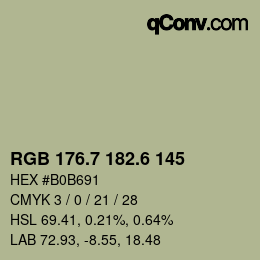 カラーコード: RGB 176.7 182.6 145 | qconv.com