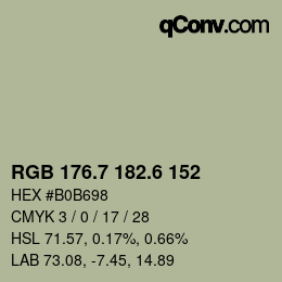 カラーコード: RGB 176.7 182.6 152 | qconv.com