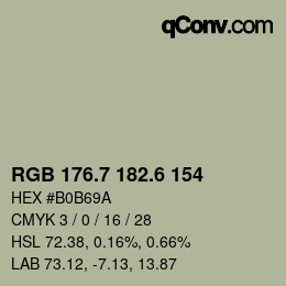 カラーコード: RGB 176.7 182.6 154 | qconv.com