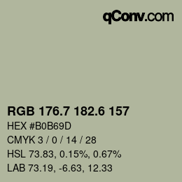 カラーコード: RGB 176.7 182.6 157 | qconv.com