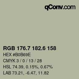 カラーコード: RGB 176.7 182.6 158 | qconv.com