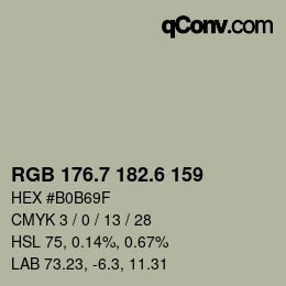 カラーコード: RGB 176.7 182.6 159 | qconv.com