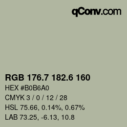 カラーコード: RGB 176.7 182.6 160 | qconv.com
