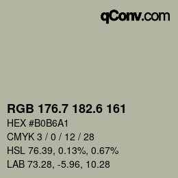 カラーコード: RGB 176.7 182.6 161 | qconv.com