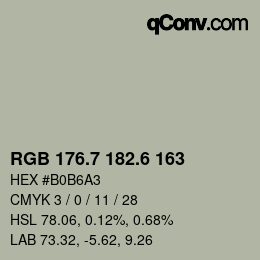 カラーコード: RGB 176.7 182.6 163 | qconv.com