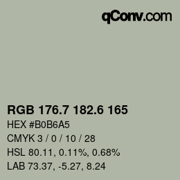 カラーコード: RGB 176.7 182.6 165 | qconv.com