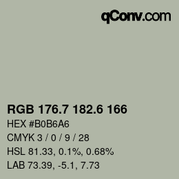 カラーコード: RGB 176.7 182.6 166 | qconv.com