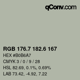 カラーコード: RGB 176.7 182.6 167 | qconv.com