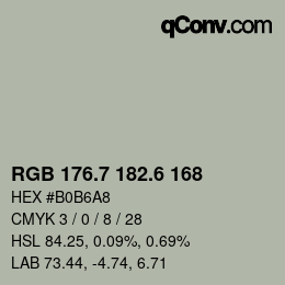 カラーコード: RGB 176.7 182.6 168 | qconv.com