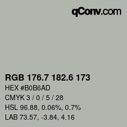 カラーコード: RGB 176.7 182.6 173 | qconv.com
