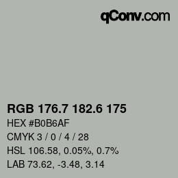 カラーコード: RGB 176.7 182.6 175 | qconv.com