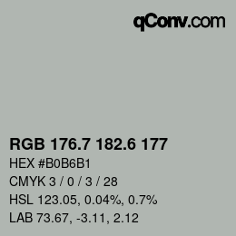 カラーコード: RGB 176.7 182.6 177 | qconv.com