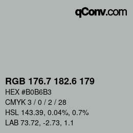 カラーコード: RGB 176.7 182.6 179 | qconv.com